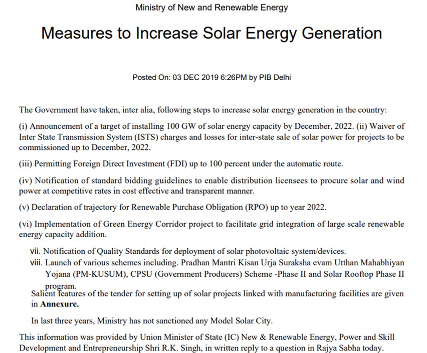 Measures to Increase Solar Energy Generation